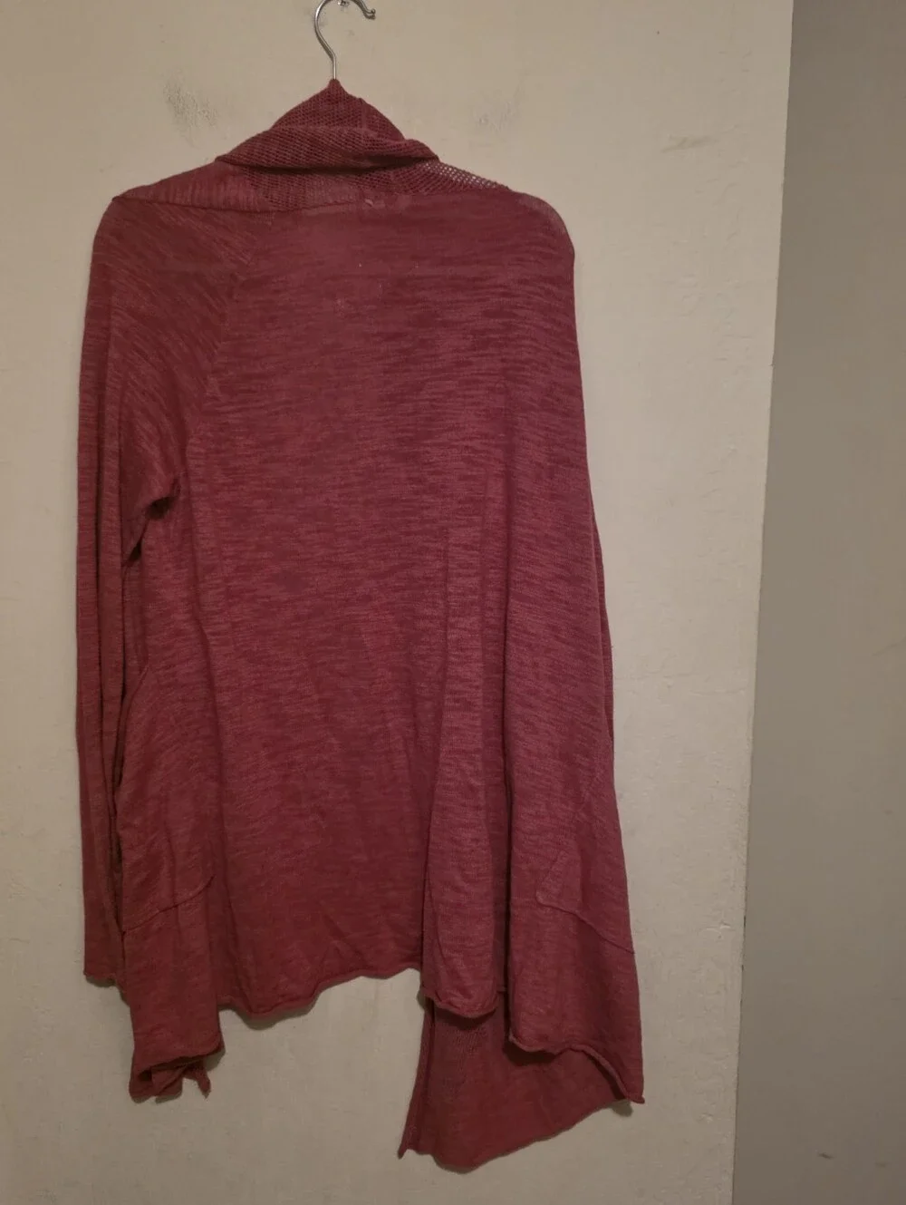 Moth Women’s Pink Open-Front Knit Cardigan Sweater with Draped Pockets Size XL